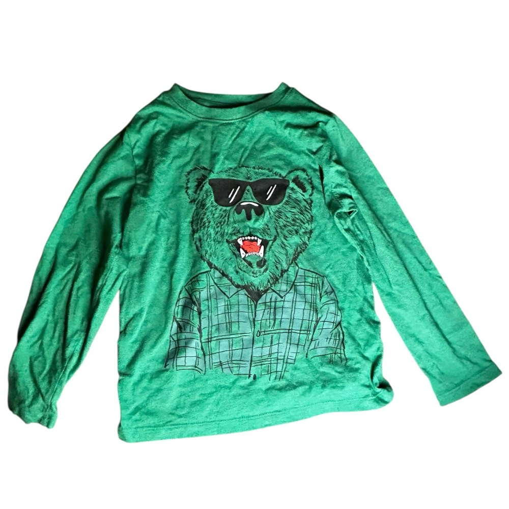 Cat & Jack Green Bear Long Sleeve Tee